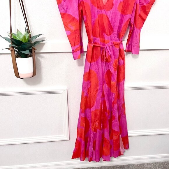 Tuckernuck De Loreta Izula Dress Pink Red Print Andita Size S - Picture 3 of 7